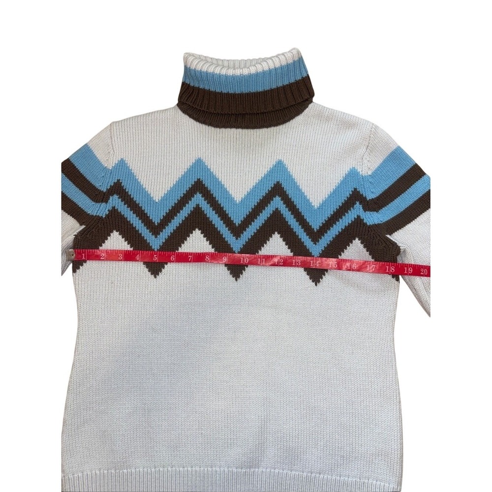 Perfect Moment Light Blue Chevron Zip-Turtleneck Sweater - Picture 8 of 9